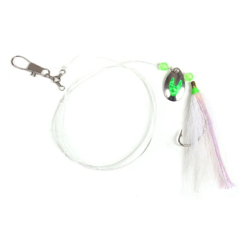 White/Pearl Mylar Tail, Silver/Chartreuse Blade