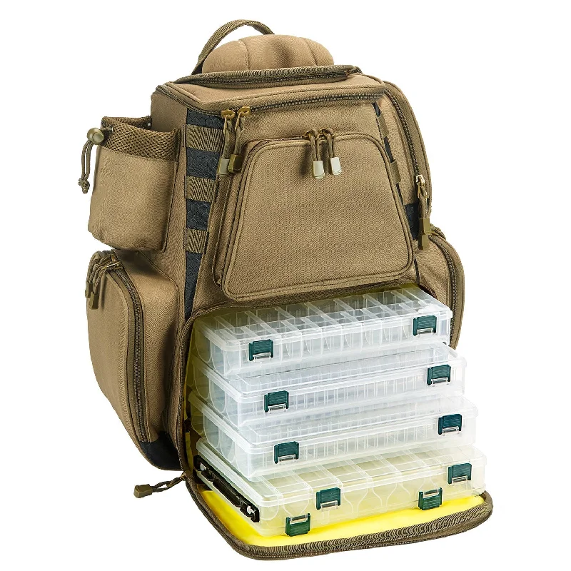 Khaki Backpack with Four Trays