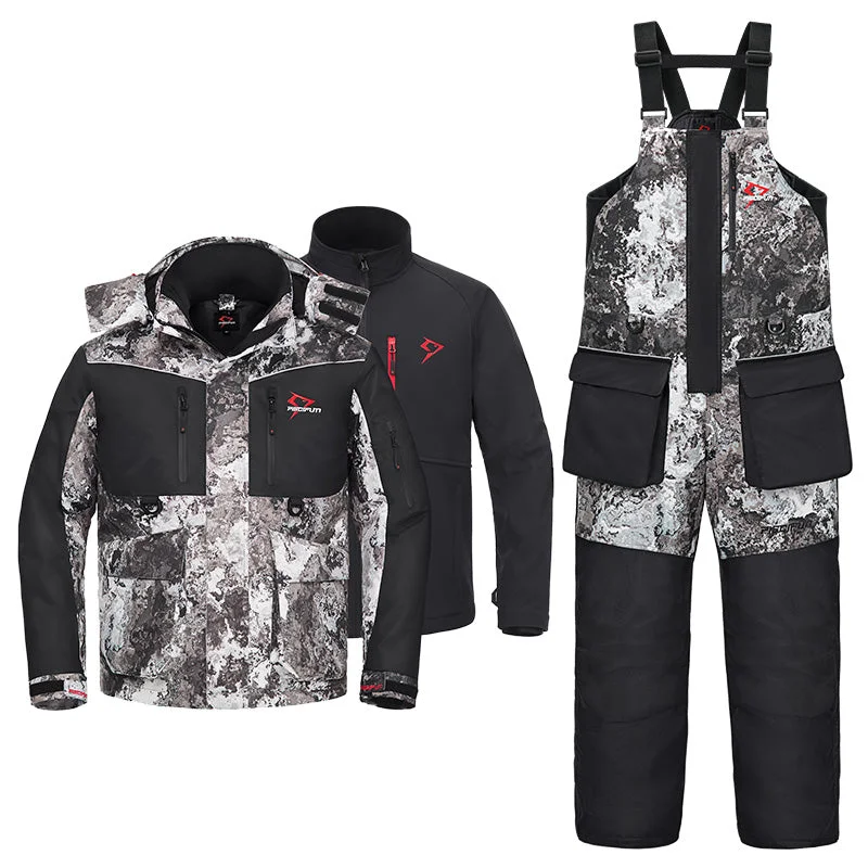 Piscifun Ice Fishing Suit,3 in 1 Jacket,Waterproof Fishing Bib With Flotation Technology