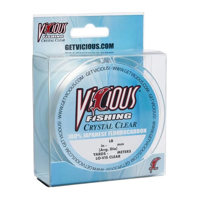 Vicious Fishing Crystal Clear Fluorocarbon 200 Yds Lo-Vis Clear