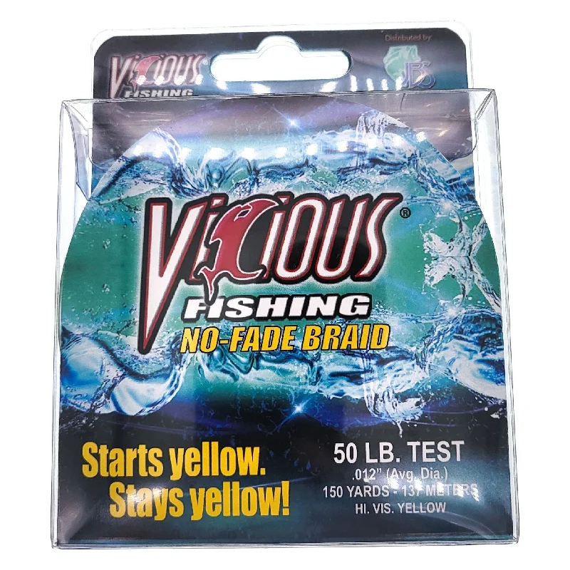 Vicious Fishing No-Fade Braid 150 Yds Hi-Vis Yellow